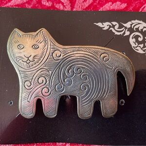 Handcrafted Silver Cat Pin Brooch NIP